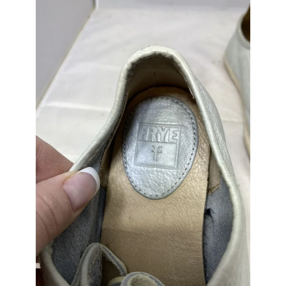 FRYE Mindy ICE Leather Sneakers Shoes Size 6 M Rawhide Laces 3471126-ICE - Picture 9 of 10